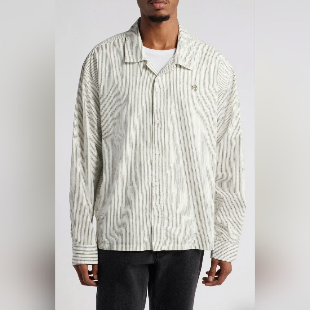 Museum of Peace & Quiet Men's Button Down Shirt |Size Medium| 100% Cotton Stripe